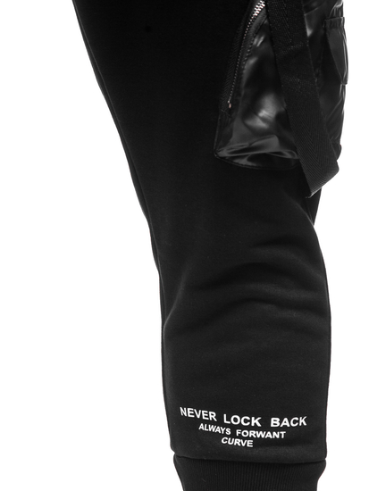 Μαύρο combat παντελόνι ανδρικό joggers φούτερ Bolf 6583