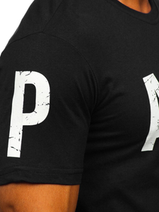 Ανδρικό μπλουζάκι με στάμπα από βαμβάκι Μαύρος Bolf 1180