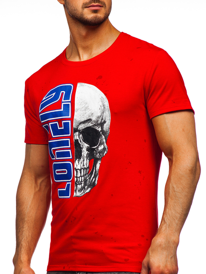 κοκκινο T-shirt ανδρικο με σταμπα Bolf Y70001