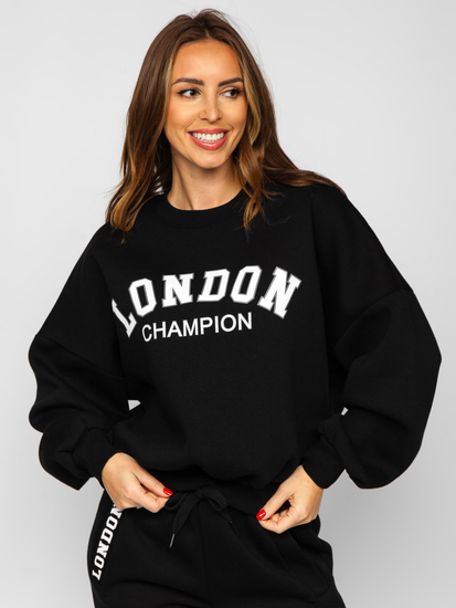 Μαύρο γυναικείο μονωμένο σετ φόρμας δύο τεμαχίων Bolf VP09