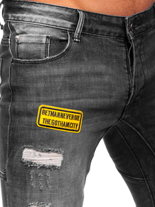 Μαύρο ανδρικό τζιν παντελόνι regular fit Bolf MP0047N
