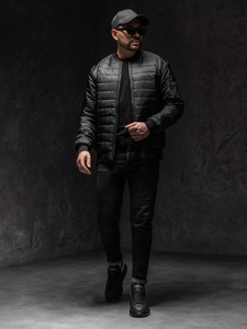 Μαύρο μεταβατικό ανδρικό μπουφάν bomber καπιτονέ Bolf MY-02A1