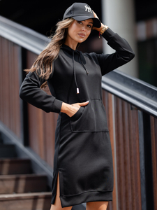 Γυναικείο αθλητικό φόρεμα με κουκούλα βούτυρο Μαύρος Bolf 523