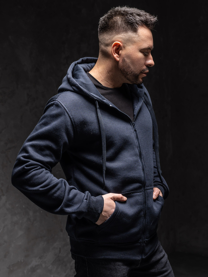Ανδρικό φούτερ με κουκούλα και φερμουάρ μελανό Bolf 2008A1