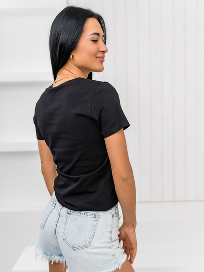 Μαύρο γυναικείο t-shirt με εφαρμογή Bolf 96T615