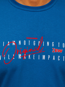 Μπλε βαμβακερό ανδρικό t-shirt με τύπωμα Bolf 5032