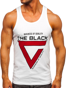 Λευκο μπλουζακι tank top τυπου μποξερ με σταμπα Bolf 14833