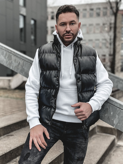 Μαύρο ανδρικό καπιτονέ γιλέκο Bolf 0023-A