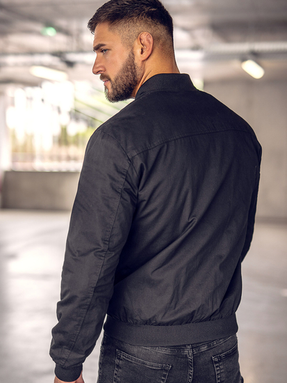 Ανδρικό αναστρέψιμο ελαφρύ μπουφάν Bomber Μαύρος Bolf 84M3005A