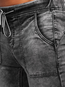 Μαύρο ανδρικό τζιν παντελόνι jogger Bolf KA1860