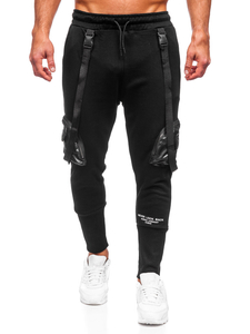 Μαύρο combat παντελόνι ανδρικό joggers φούτερ Bolf 6583