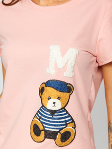 Ροζ γυναικείο μπλουζάκι με διακοσμητικά Bolf 52352