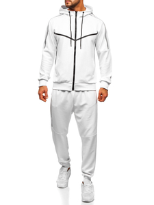 Λευκή ανδρική φόρμα με κουκούλα με τύπωμα Bolf 8C8117