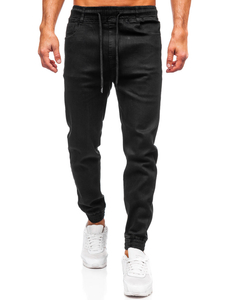 Μαύρα τζιν παντελόνια joggers ανδρικά Bolf 8162