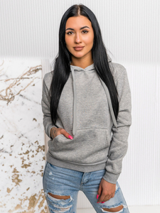 Γκρι γυναικείο φούτερ με κουκούλα Bolf W02A1