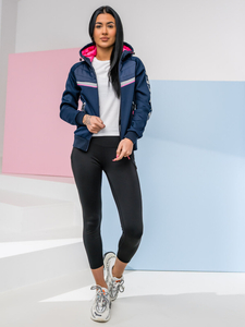 Γυναικείο ελαφρύ μπουφάν με κουκούλα Ναυτικό μπλε Bolf KSW4012