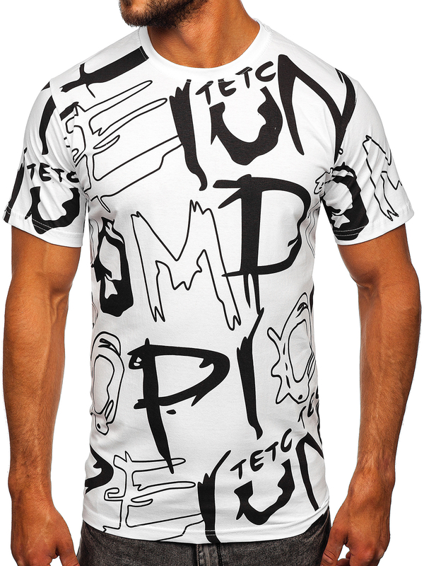 Ανδρικό μπλουζάκι με στάμπα από βαμβάκι Λευκό Bolf KS1972