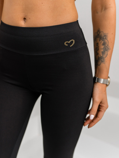 Μαύρο ριγέ γυναικείο κολάν Bolf W7903A1