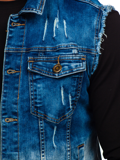 Μπλε σκούρο τζιν ανδρικό γιλέκο Bolf G112