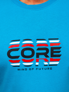 Tιρκουάζ ανδρικό βαμβακερό t-shirt Bolf 14731