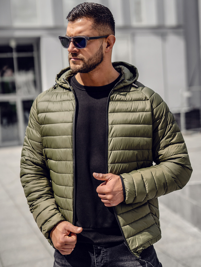 Πράσινο καπιτονέ ανδρικό μεταβατικό μπουφάν Bolf 13021A