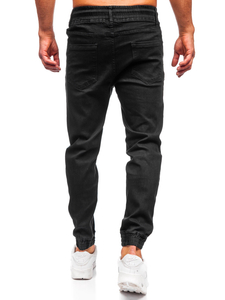 Μαύρα τζιν παντελόνια joggers ανδρικά Bolf 8162