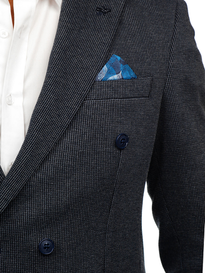 Ανδρικό κομψό τζάκετ με διπλό στήθος Ναυτικό μπλε Bolf 006