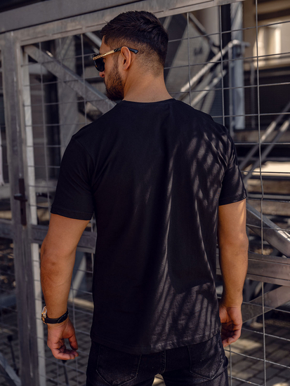 Μαύρο ανδρικό T-shirt με εκτύπωση Bolf 192377A