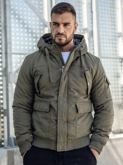 πρασινο χοντρο μπουφαν ανδρικο χειμερινο βαμβακερο Bolf 1890