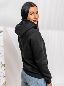 Μαύρο γυναικείο φούτερ με κουκούλα Bolf W02A1