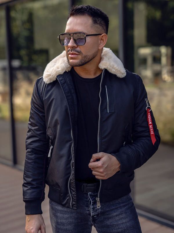 Ανδρική χειμερινή πιλότου μαύρη μπουφάν Bolf EX1787