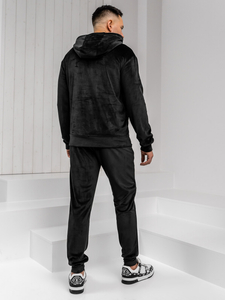 Μαύρη βελούδινη ανδρική φόρμα με κουκούλα Bolf 8C1538A1