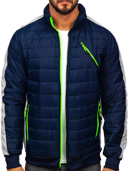 Σκούρο μπλε καπιτονέ ανδρικό μεταβατικό μπουφάν Bolf 8M909