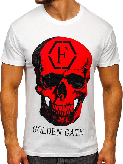 Λευκο T-shirt ανδρικο με εφαρμογες Bolf KS2106