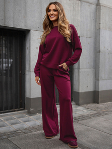 Γυναικεία αθλητική στολή βουτύρου 2 τεμαχίων Κόκκινο κρασί Bolf 821111