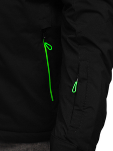 Μαύρο-πράσινο ανδρικό χειμερινό αθλητικό μπουφάν για σκι Bolf 7097