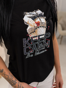 Μαύρο γυναικείο t-shirt με στάμπα Bolf 95T2502