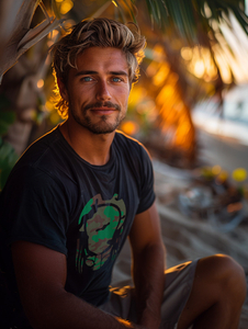 Ανδρικό μπλουζάκι με στάμπα από βαμβάκι Μαύρος Bolf 192379A2