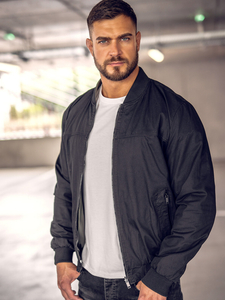 Ανδρικό αναστρέψιμο ελαφρύ μπουφάν Bomber Μαύρος Bolf 84M3005A