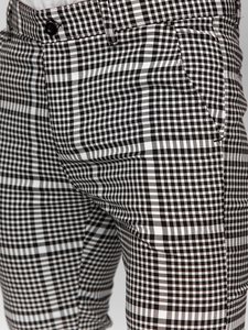 Μαύρο-λευκό ανδρικό καρό υφασμάτινο παντελόνι Bolf 184147