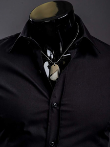 Ανδρικό κομψό μακρυμάνικο πουκάμισο Μαύρος Bolf 1703A