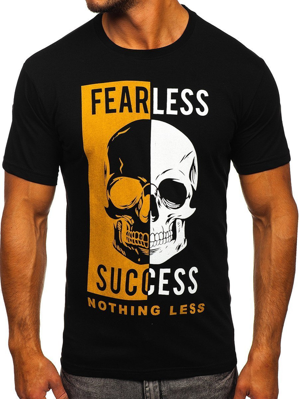 Μαυρο t-shirt ανδρικο με εκτυπωση Bolf 142173