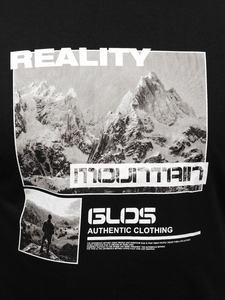 Μαύρο βαμβακερό ανδρικό t-shirt με στάμπα Bolf MPO3461