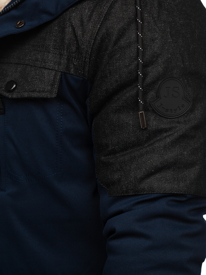 Ναυτικο μπλε μπουφαν ανδρικο χειμερινο τυπου parka Bolf 22M116