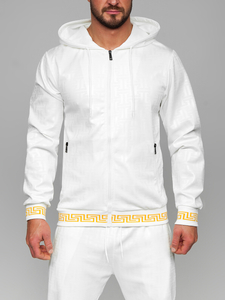 Λευκή ανδρική φόρμα με κουκούλα Bolf 3A161