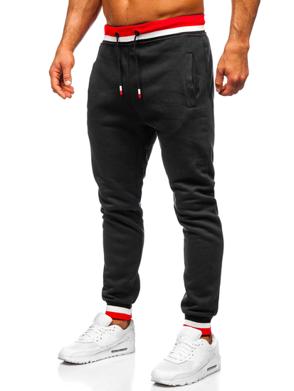 Μαύρο ανδρικό σετ φόρμας με την κουκούλα Bolf 8C60