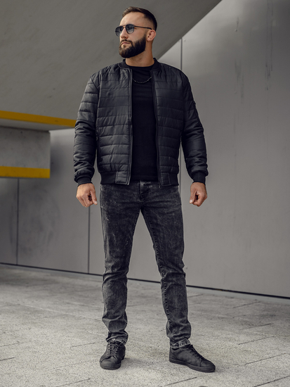 Ανδρικό ελαφρύ καπιτονέ Bomber Σακάκι Μαύρος Bolf MY-02A2