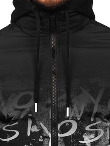 Μαύρο ανδρικό χειμερινό καπιτονέ μπουφάν Bolf 27M8102