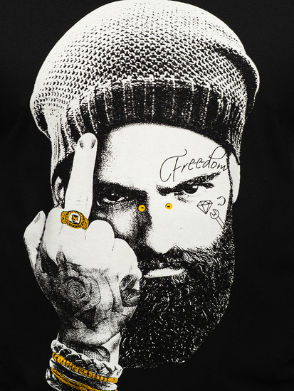 Μαύρο μακρυμάνικο μπλουζάκι ανδρικό με στάμπα Bolf 146742