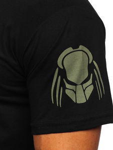 Ανδρικό μπλουζάκι με στάμπα από βαμβάκι Μαύρος Bolf 192379